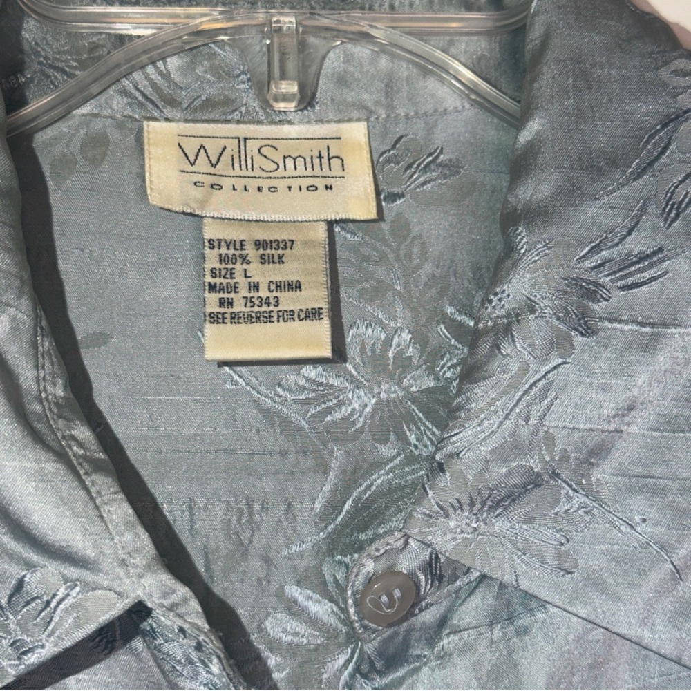 Y2K Willi Smith Collection Silk Jacquard Floral Button Blouse Womens Large - Picture 3 of 5
